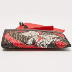 Pre Owned CH Carolina Herrera Multicolor Monogram Coated Canvas and Leather Zip Card Case