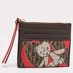 Pre Owned CH Carolina Herrera Multicolor Monogram Coated Canvas and Leather Zip Card Case