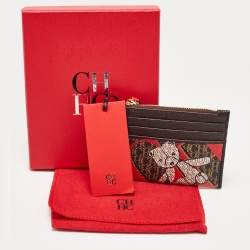 Pre Owned CH Carolina Herrera Multicolor Monogram Coated Canvas and Leather Zip Card Case