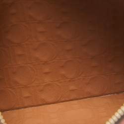 Pre Owned CH Carolina Herrera Brown Monogram Embossed Leather Wrsitlet Clutch