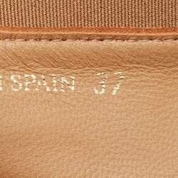 مملوكة مسبقًا CH Carolina Herrera Brown Leather and Patent Scrunch  Ballet Flats Size 37