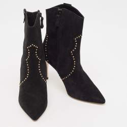 Pre Owned CH Carolina Herrera Black Suede Ankle Length Boots Size 37