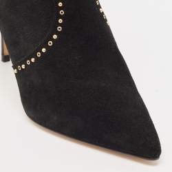 Pre Owned CH Carolina Herrera Black Suede Ankle Length Boots Size 37