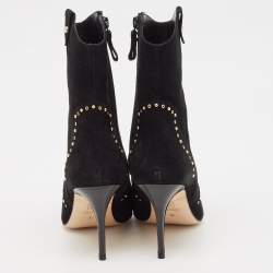 Pre Owned CH Carolina Herrera Black Suede Ankle Length Boots Size 37