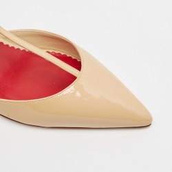 Pre Owned CH Carolina Herrera Beige Patent Leather Ankle Strap Pumps Size 38