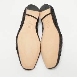 CH Carolina Herrera Black Lace Logo Ballet Flats Size 38