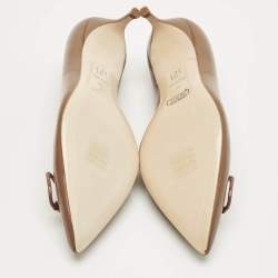 Pre Owned CH Carolina Herrera Brown Leather Pointed Toe Pumps Size 38