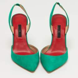 مملوكة مسبقًا CH Carolina Herrera Size 40 Green Suede Slingback Pumps
