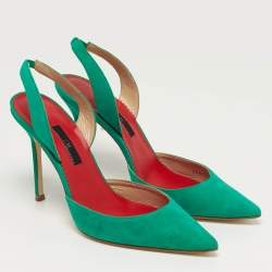 مملوكة مسبقًا CH Carolina Herrera Size 40 Green Suede Slingback Pumps