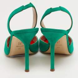مملوكة مسبقًا CH Carolina Herrera Size 40 Green Suede Slingback Pumps