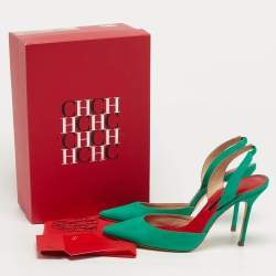 مملوكة مسبقًا CH Carolina Herrera Size 40 Green Suede Slingback Pumps