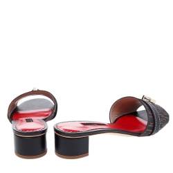 Pre Owned CH Carolina Herrera Brown Monogram Canvas And Leather Traveller Locked Slide Sandals Size 37