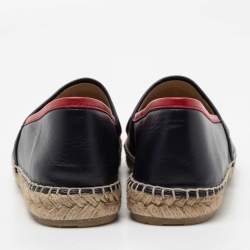 Pre Owned CH Carolina Herrera Blue/Red Leather Espadrilles Flats Size 40