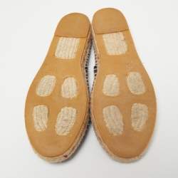 مملوكة مسبقًا CH Carolina Herrera Navy Blue Canvas Espadrille Flats Size 37