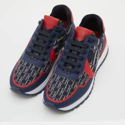 CH Carolina Herrera Navy Blue/Red Logo Print Canvas Low Top Sneakers Size 37