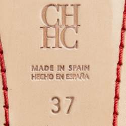 مملوكة مسبقًا CH Carolina Herrera Brown/Beige Canvas Rock'n Roll Ballet Flats Size 37