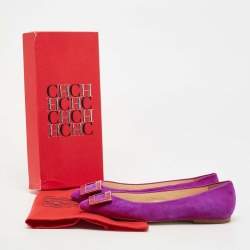 مملوكة مسبقًا CH Carolina Herrera Pink Suede Pointed Toe Ballet Flats Size 40