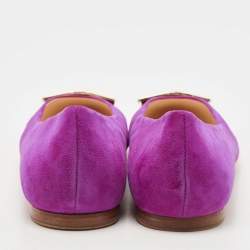 مملوكة مسبقًا CH Carolina Herrera Pink Suede Pointed Toe Ballet Flats Size 40