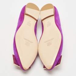 مملوكة مسبقًا CH Carolina Herrera Pink Suede Pointed Toe Ballet Flats Size 40