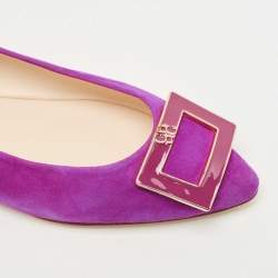 مملوكة مسبقًا CH Carolina Herrera Pink Suede Pointed Toe Ballet Flats Size 40