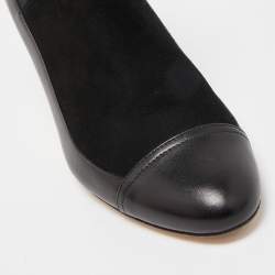 Pre Owned CH Carolina Herrera Black Leather Ankle Boots Size 37