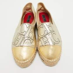 Pre Owned حذاء إسباد ريل فلات سي إتش كارولينا هيريرا جلد ذهبي مقاس 38