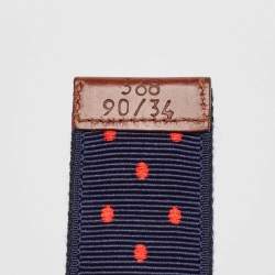 CH Carolina Herrera Navy Blue/Red Polka Dot Grosgrain Belt 90 CM