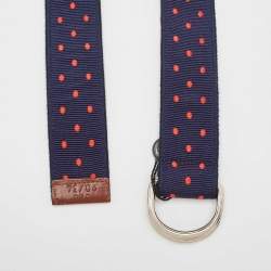 CH Carolina Herrera Navy Blue/Red Polka Dot Grosgrain Belt 90 CM