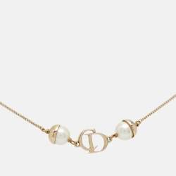 Pre Owned Dior Mise En DIor Faux Pearl Gold Tone Bracelet
