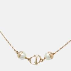 Pre Owned Dior Mise En DIor Faux Pearl Gold Tone Bracelet