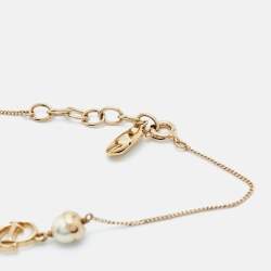 Pre Owned Dior Mise En DIor Faux Pearl Gold Tone Bracelet