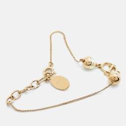 Pre Owned Dior Mise En DIor Faux Pearl Gold Tone Bracelet