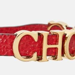 CH Carolina Herrera Red Leather Logo Wrap Bracelet