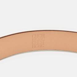 مملوكة مسبقًا CH Carolina Herrera Brown Leather Metal Bow Buckle Belt 75 CM