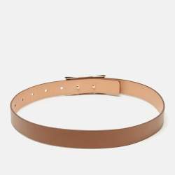 مملوكة مسبقًا CH Carolina Herrera Brown Leather Metal Bow Buckle Belt 75 CM