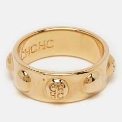  Carolina Herrera CH Gold Tone Ring  Size 55