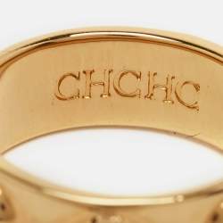  Carolina Herrera CH Gold Tone Ring  Size 55