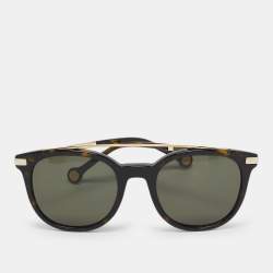 Carolina Herrera Black  Tortoise Shell Effect Gold Tone SHE690 Cat Eye Sunglasses