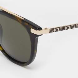 Carolina Herrera Black  Tortoise Shell Effect Gold Tone SHE690 Cat Eye Sunglasses