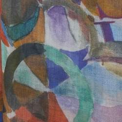 Pre Owned CH Carolina Herrera Multicolor Abstract Print Silk Scarf 