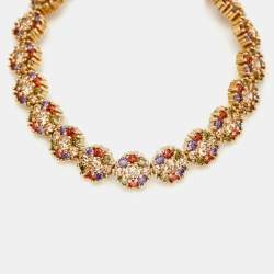 CH Carolina Herrera Multicolor Crystals Gold Tone Bracelet