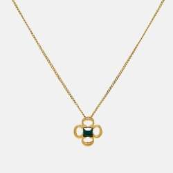 Pre Owned  Carolina Herrera CH Crystals Gold Tone Necklace