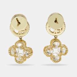 Pre Owned Carolina Herrera CH Crystals Gold Tone Earrings