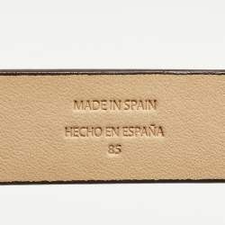 Pre Owned CH Carolina Herrera 85 CM Slim Buckle Belt Brown Leather