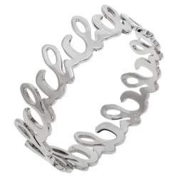 Pre Owned CH Carolina Herrera Logo Silver Tone Bangle Bracelet