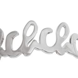 Pre Owned CH Carolina Herrera Logo Silver Tone Bangle Bracelet