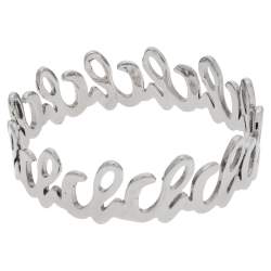Pre Owned CH Carolina Herrera Logo Silver Tone Bangle Bracelet