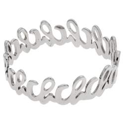 Pre Owned CH Carolina Herrera Logo Silver Tone Bangle Bracelet