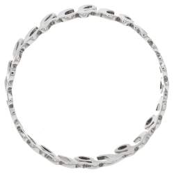 Pre Owned CH Carolina Herrera Logo Silver Tone Bangle Bracelet