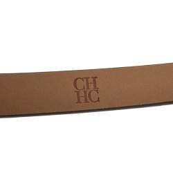 Carolina Herrera Beige Leather CHHC Buckle Belt 80CM